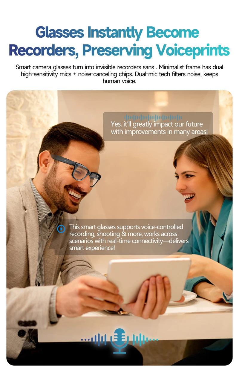 Xiaomi 800W Pixel Smart Glasses With AI Camera Recognition Video Recording Bluetooth Calling Music Playback Glasses For Gifts Ai-TechWorld 