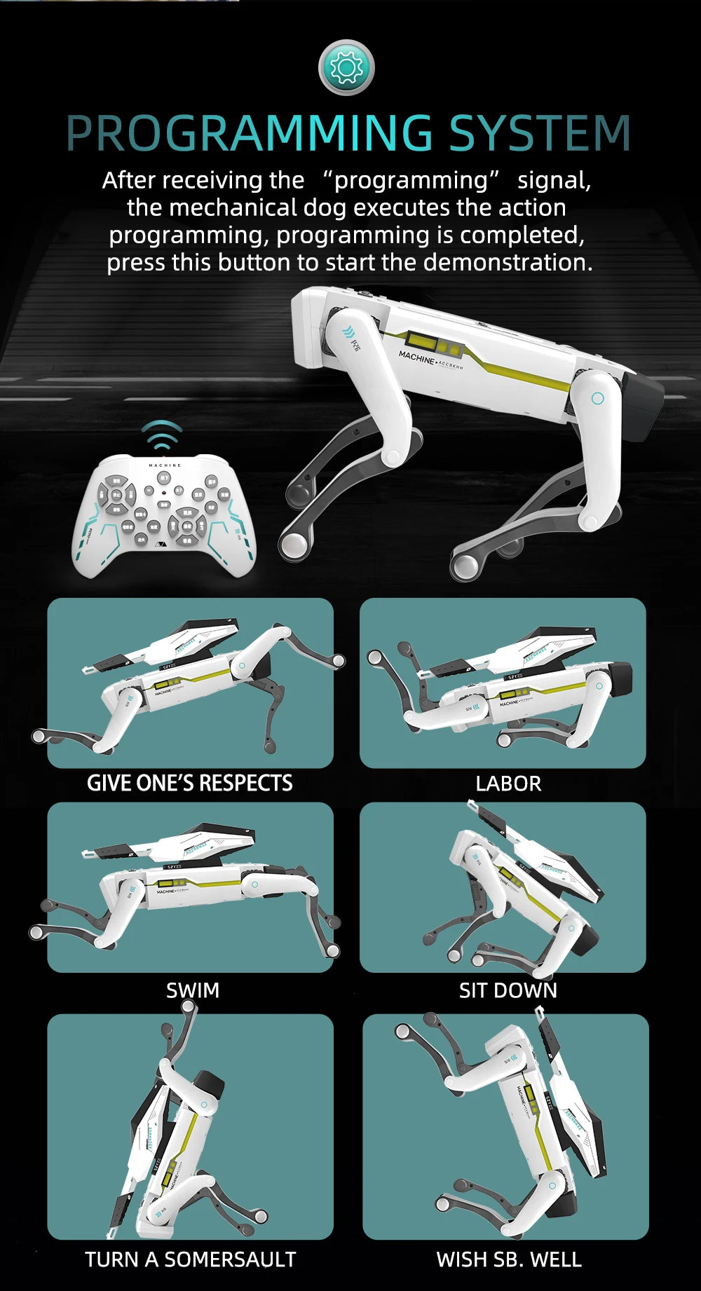 Teeggi Electric RC Intelligent Robot Dog with Clip Multifunction RC Mechanical Dog Educational Toy Bionic Smart Robot Toy Gift Ai-TechWorld 