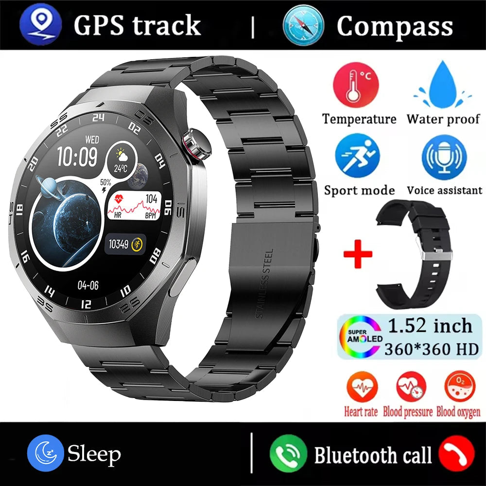 2025New For Android and ios Smart Watch Men AMOLED Screen GPS Motion trajectory Heart Rate Bluetooth Calls SmartWatch Waterproof Ai-TechWorld 