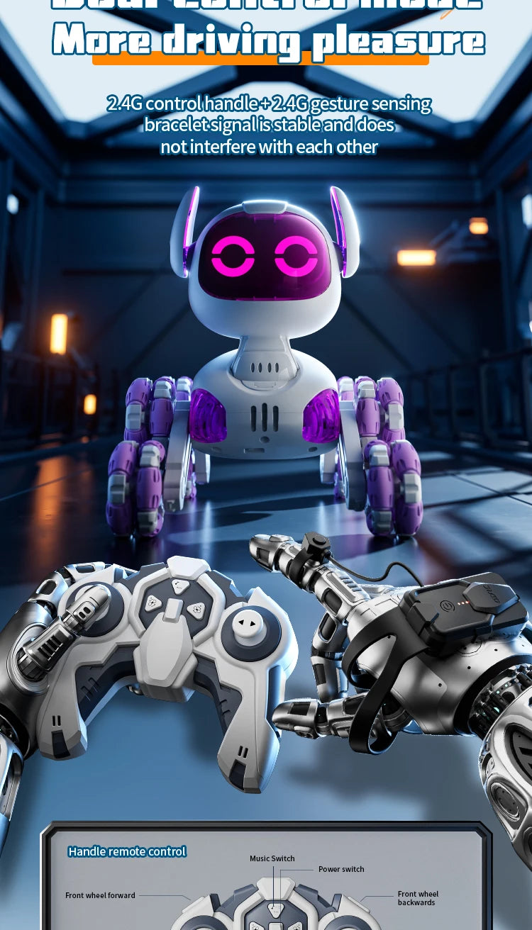 Y9 RC Robot Dog Toy 2.4G Radio Remote Control 8WD Mechanical Pet Dog Touch-sense Music Stunt Electric Toy for Girl Boy Kids Gift Ai-TechWorld 