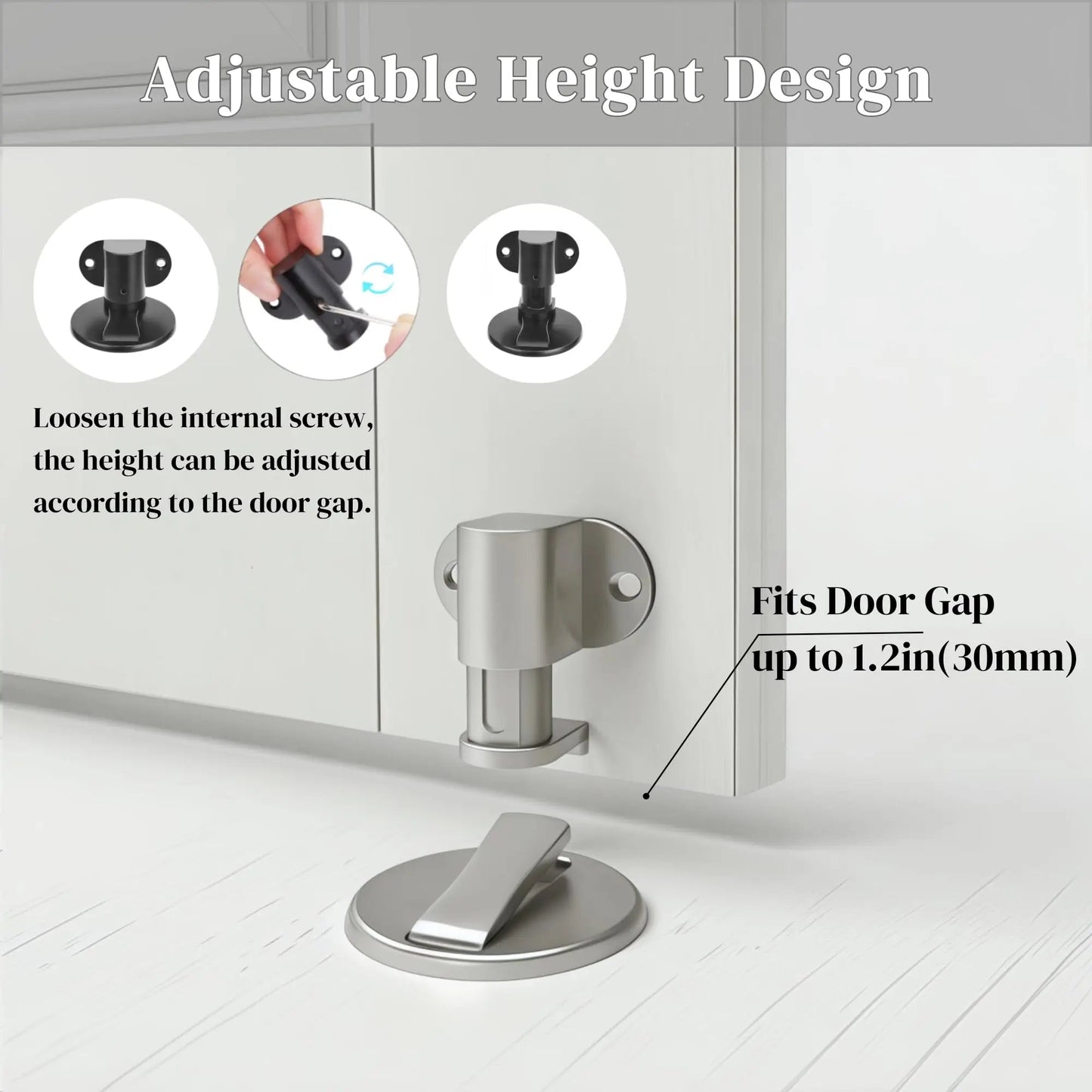 Adjustable Stainless Steel Door Stop Punch-free Strong Magnetic Anti-collision Door Stopper Invisible Bathroom Floor Door Stop Ai-TechWorld 