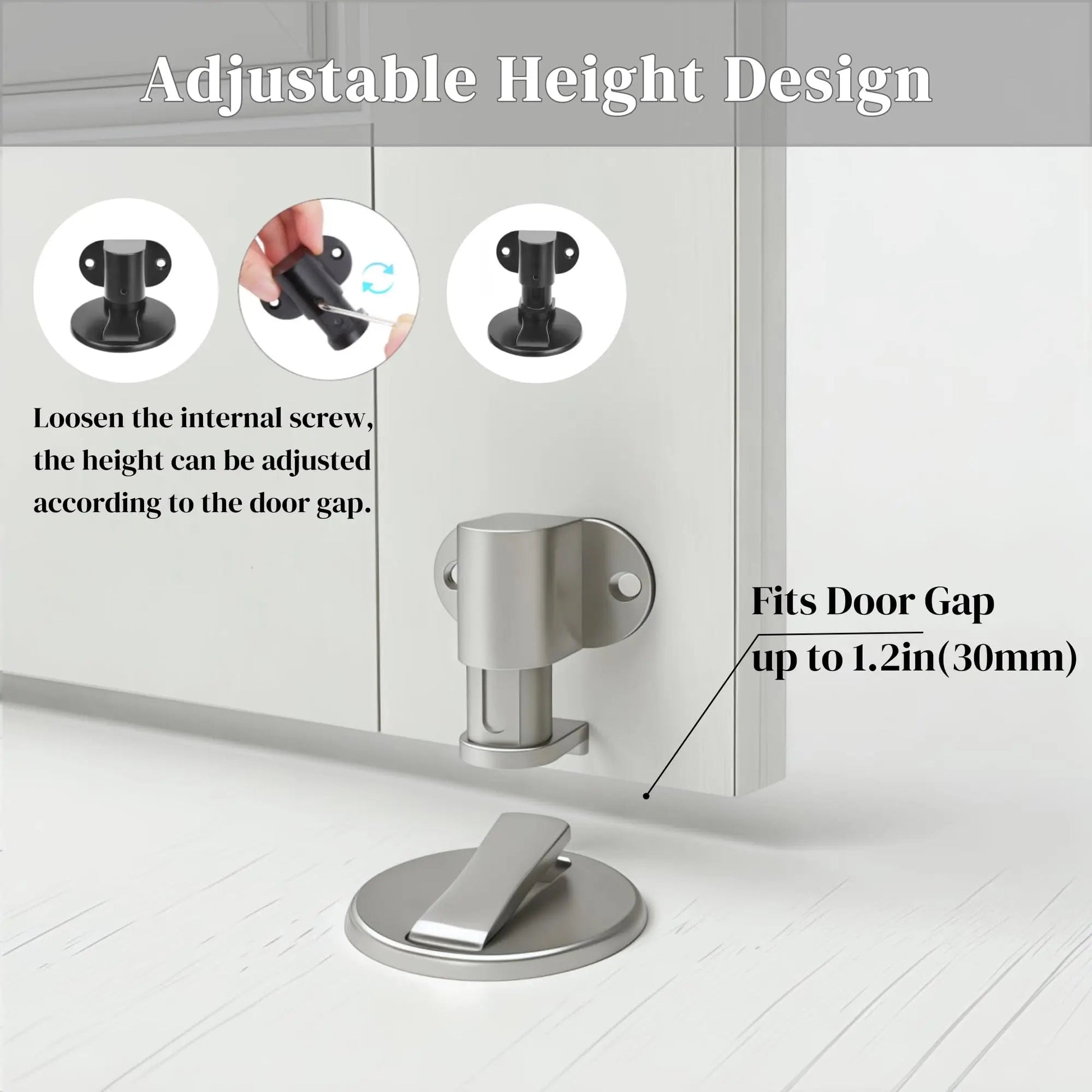 Adjustable Stainless Steel Door Stop Punch-free Strong Magnetic Anti-collision Door Stopper Invisible Bathroom Floor Door Stop Ai-TechWorld 