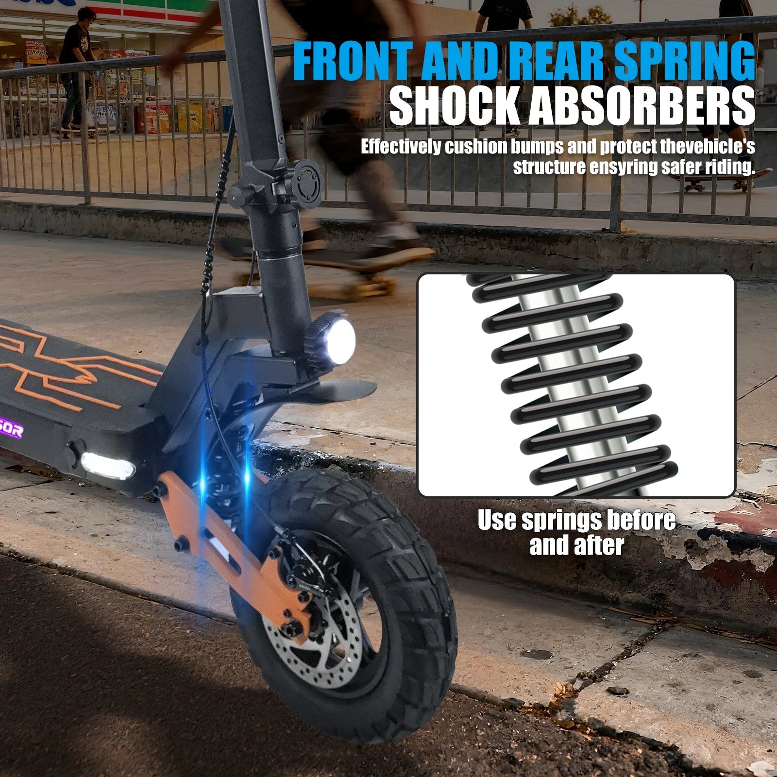 1200W Peak Motor Fold Adult Electric Scooter 48V 18AH 40MPH 11-inch off-roadTires Front and Rear Disc Brakes and Shock Absorbers Ai-TechWorld 