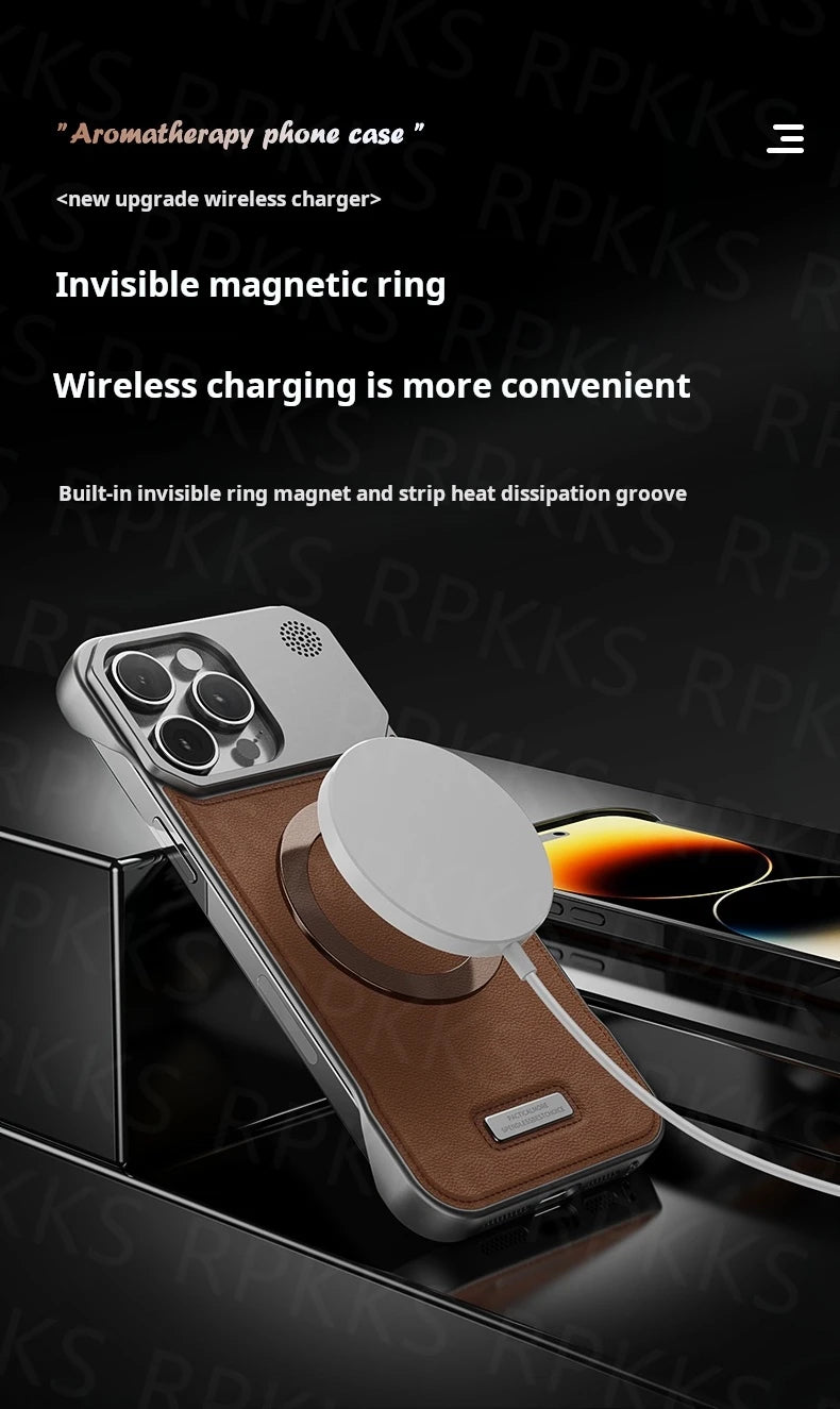 Business Aromatherapy Leather Case for iPhone 17 Air 16 15 14 Plus 13 12 11 Pro Max For Magsafe Magnetic Frameless Armor Cover Ai-TechWorld 