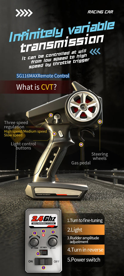 SG116 MAX 1:16 High Speed Drift Racing Car 80KM/H Brushless Motor 4WD SG316 MAX RC Off Road Car Monster Trucks Toy For Kids Gift Ai-TechWorld 