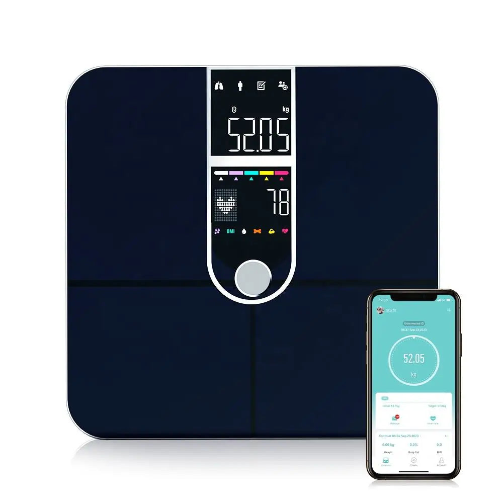 Scale for Body Weight, Smart Scale with 8-in-1 VA Display, High Precision Bathroom Digital Scale for Body Weight Heart Rate BMI Ai-TechWorld 