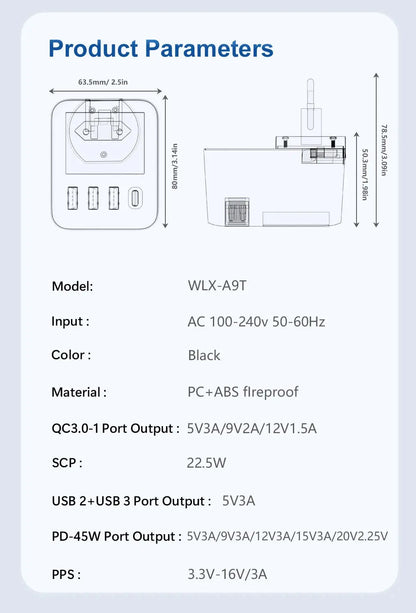 ASOMETECH 72W GaN USB Charger 4 Port With LED Display Ai-TechWorld 