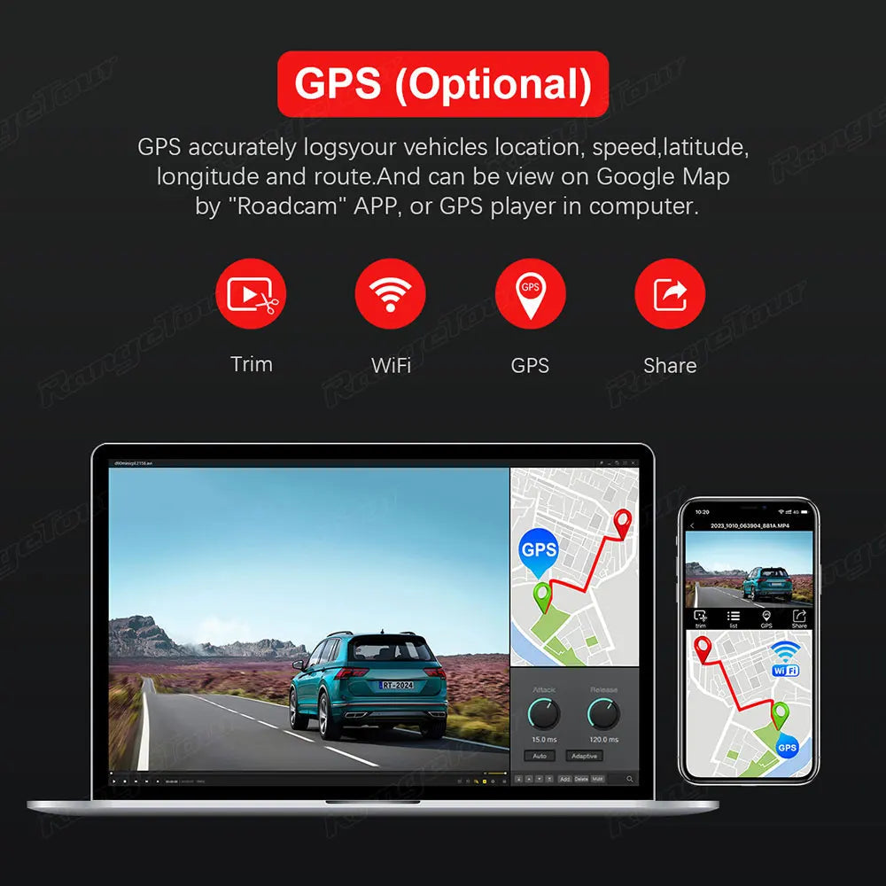 4K 2160P WIFI GPS Logger Dual Lens Car DVR Novatek 96663 Chip Sony image Sensor Night Vision Dual Camera Dash Cam Recorder D30H Ai-TechWorld 