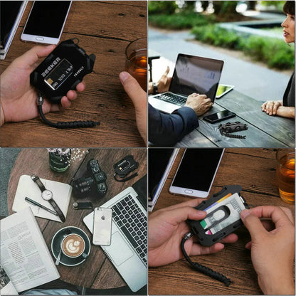 EDC leather mutifunction Mini Slim Wallet case organizer openner aluminum alloy money Cashback Credit Card Holder Luxury gift Ai-TechWorld   ai-techworld