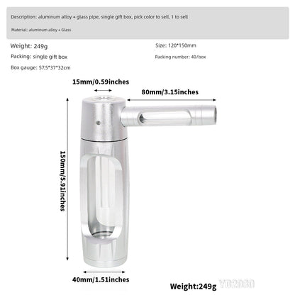 Cross-Border New Arrival Hammer-Shaped Aluminum Alloy Pipe Portable Metal Glass Tobacco Pipe Removable Easy to Clean Pipe Ai-TechWorld 