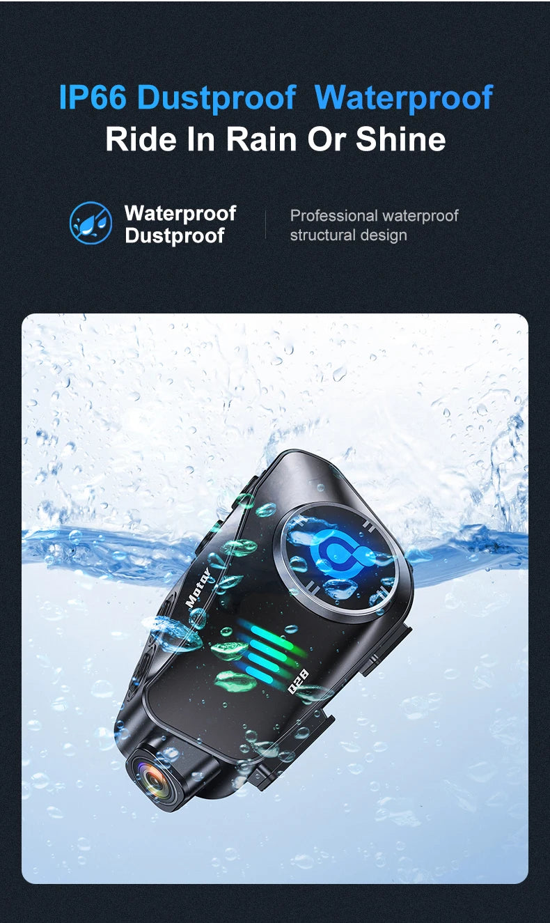 Q28 Motorcycle Helmet Headset Bluetooth Hands Free Call Waterproof Heaphone Wireless 1080P Video Dashcam TF Card as gift Ai-TechWorld 