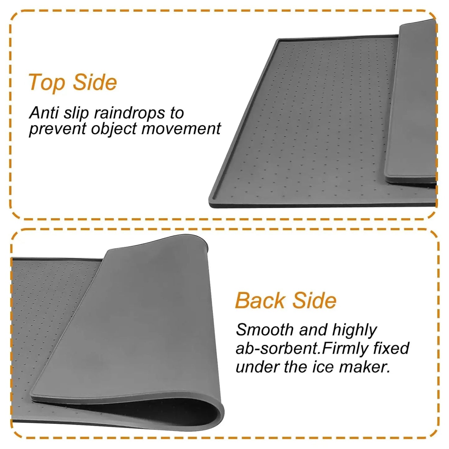 Silicone Ice Maker Mat with Raised Edge to Prevent Spills, Non-Slip Dots, Portable 19x12 Inches for Countertop Ai-TechWorld   ai-techworld