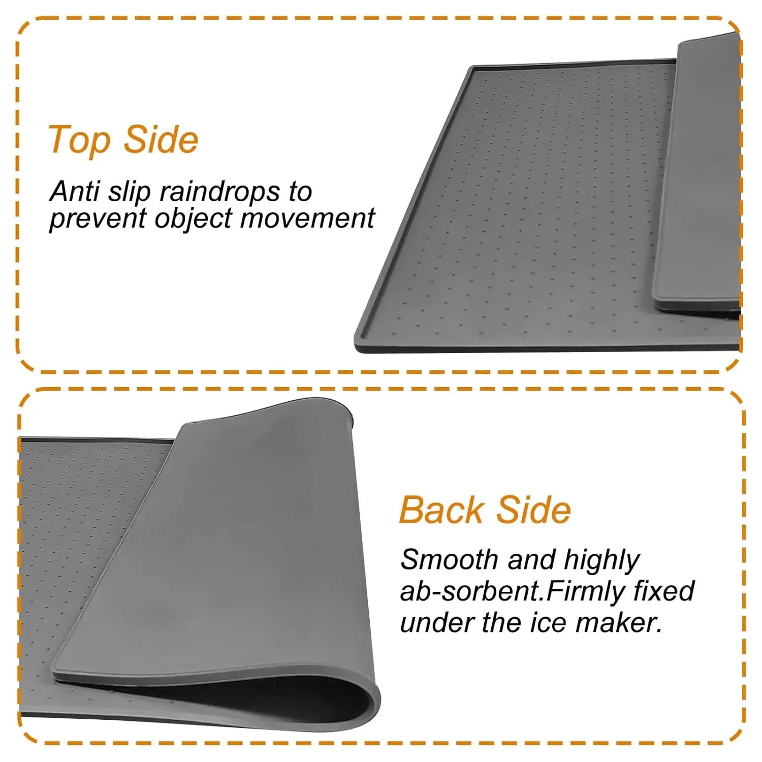 Silicone Ice Maker Mat with Raised Edge to Prevent Spills, Non-Slip Dots, Portable 19x12 Inches for Countertop Ai-TechWorld   ai-techworld