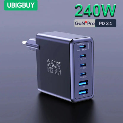 Ubigbuy 240W GaN Charger Fast Charging 140W PD3.1 PPS Ai-TechWorld 