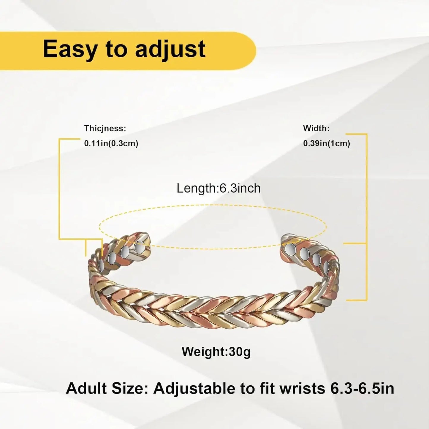 ARADOO Pure Copper Bracelets for Women 3500 Gauss Magnetic Therapy Braided Cuff Bangle Jewelry Gift Ai-TechWorld 