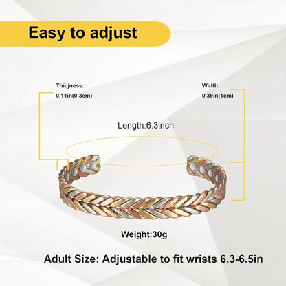 ARADOO Pure Copper Bracelets for Women 3500 Gauss Magnetic Therapy Braided Cuff Bangle Jewelry Gift Ai-TechWorld 