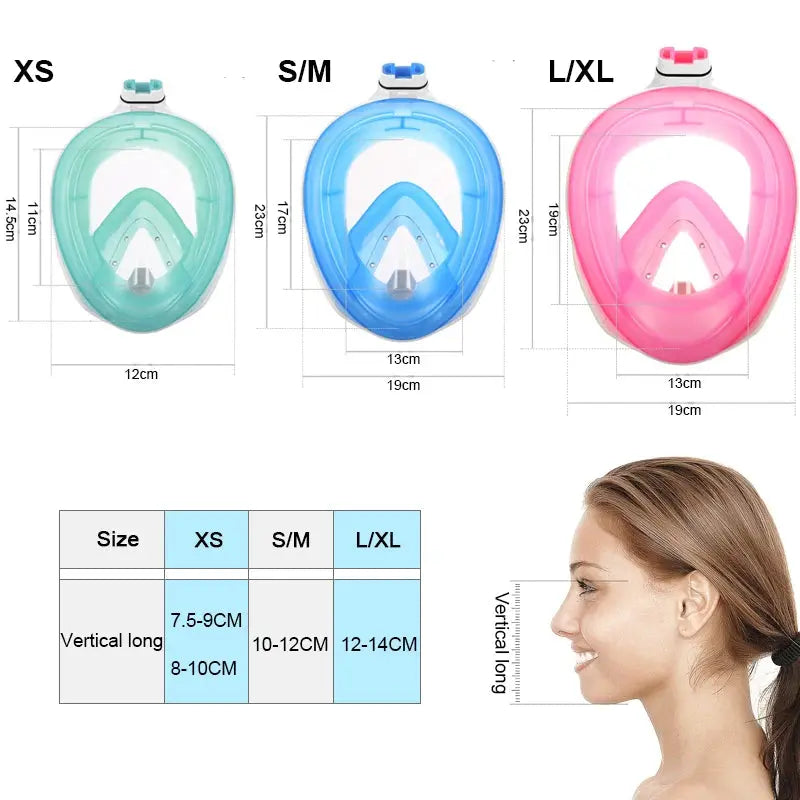 Underwater Scuba Anti Fog Full Face Diving Mask Snorkeling Respiratory Masks Safe Waterproof Swimming Equipment for Adult Kids Ai-TechWorld 