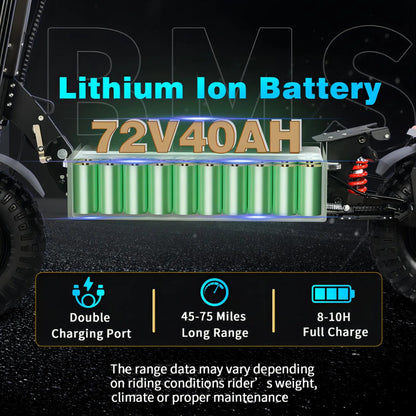 10000W Off-road Electric Scooter Dual Motors 14 Inch Off-Road Tyres 72V-40AH Panasonic Battery Speed 120KM/H elektro scooter Ai-TechWorld 