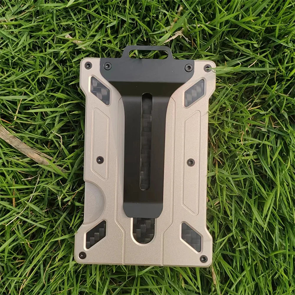 Wallet for Men Slim Aluminum Metal Money Clip with 1 Clear Window ID Badge Holder RFID Blocking Holds Up 15 Cards with Cash Clip Ai-TechWorld 