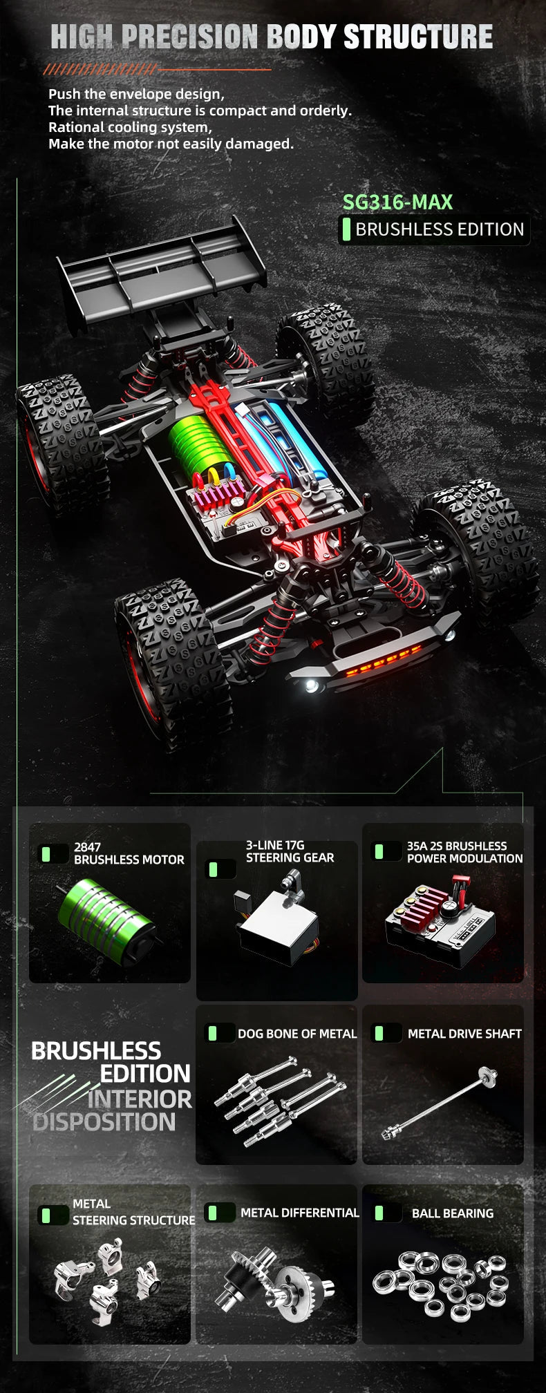 SG116 MAX 1:16 High Speed Drift Racing Car 80KM/H Brushless Motor 4WD SG316 MAX RC Off Road Car Monster Trucks Toy For Kids Gift Ai-TechWorld 