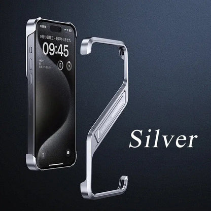 S-Shaped Metal Geometric Rimless Phone Case For iPhone 14 15 16 Pro Max 16ProMax Aluminum Alloy Hidden Stand Bracket Cover Funda Ai-TechWorld 