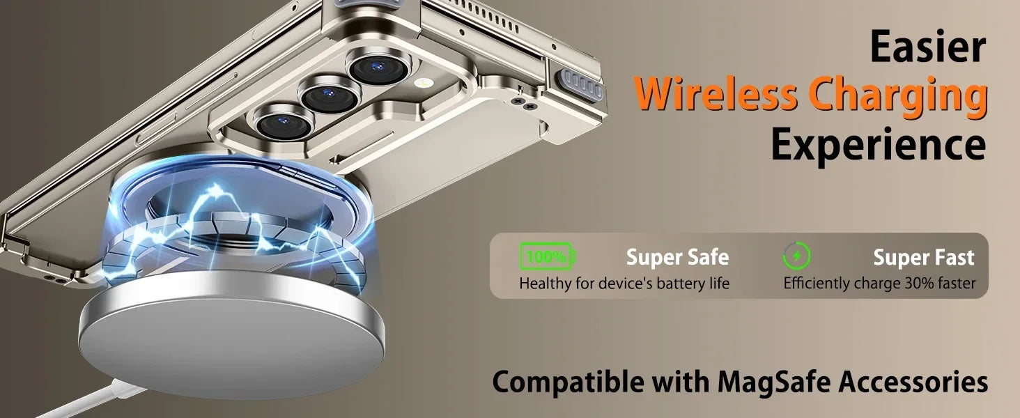 Eary for Samsung Galaxy Z Fold 6 5 Case with Magnetic Stand Magsafe Protective Cover Metals Frameless Bumper Wireless Charging Ai-TechWorld 
