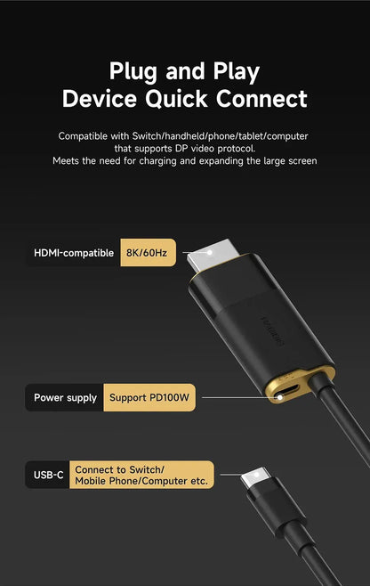 Hagibis Switch Dock for Nintendo Switch/OLED/Switch2 USB C to HDMI Cable Adapter 8K@60Hz HDR 100W PD for Laptop SteamDeck ROG Ai-TechWorld 