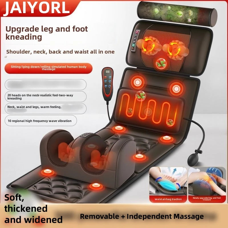 Multifunctional Lumbar Traction Massage Mattress Cushion Full Body Electric Shoulder Neck Waist Back Vibrations Removable Gift Ai-TechWorld 