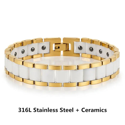 Titanium Steel Ceramic Energy Bracelet Stainless Steel Zirconia Couple Ceramic Bracelet Ai-TechWorld 