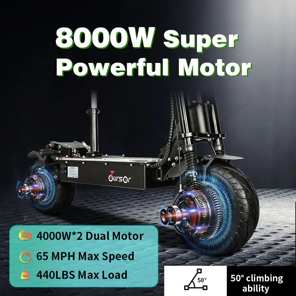X13 inch 10000W Dual Motor 72V40Ah 60V50Ah Battery Electric Scooter Max Speed 120km/h Range 120km LCD Display Foldable Escooter Ai-TechWorld 