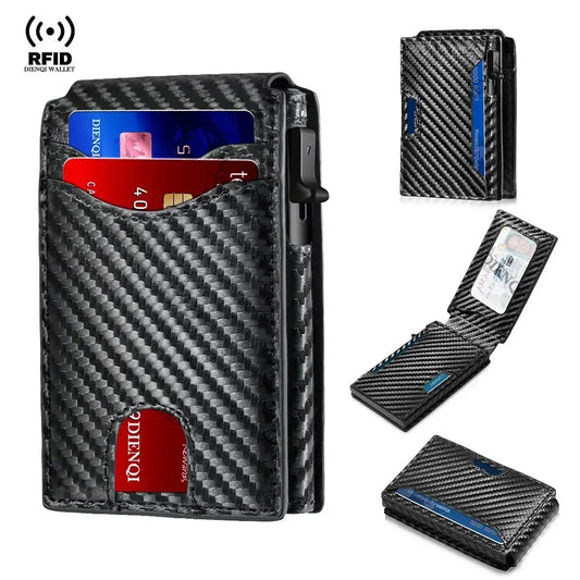 Rfid Credit Card Holder Carbon Fiber Wallets Men Anti Theft Slim Thin Luxury Bank Money Cardholder Case Minimalist Wallet Purse Ai-TechWorld 