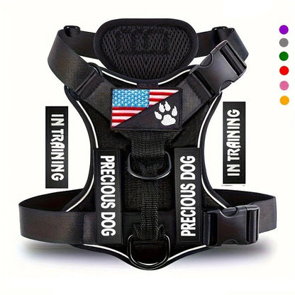 Service Dog Harness, Reflective Dog Vest Harness with 5 PCS Patches, Adjustable Soft Oxford Pet Harness, Inner Layer Mesh, Easy Ai-TechWorld 