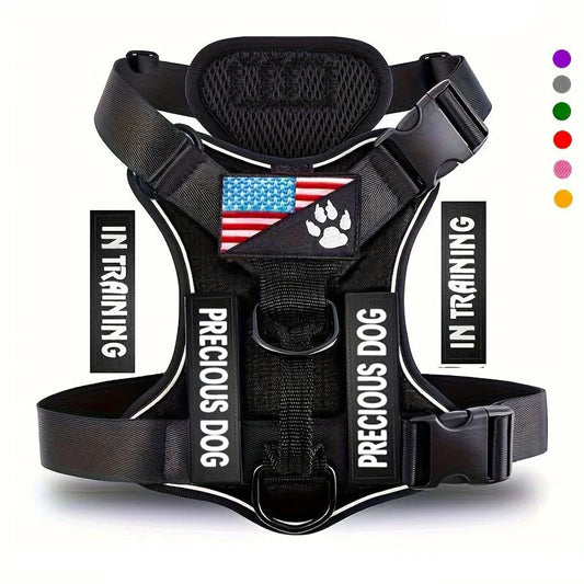 Service Dog Harness, Reflective Dog Vest Harness with 5 PCS Patches, Adjustable Soft Oxford Pet Harness, Inner Layer Mesh, Easy Ai-TechWorld 