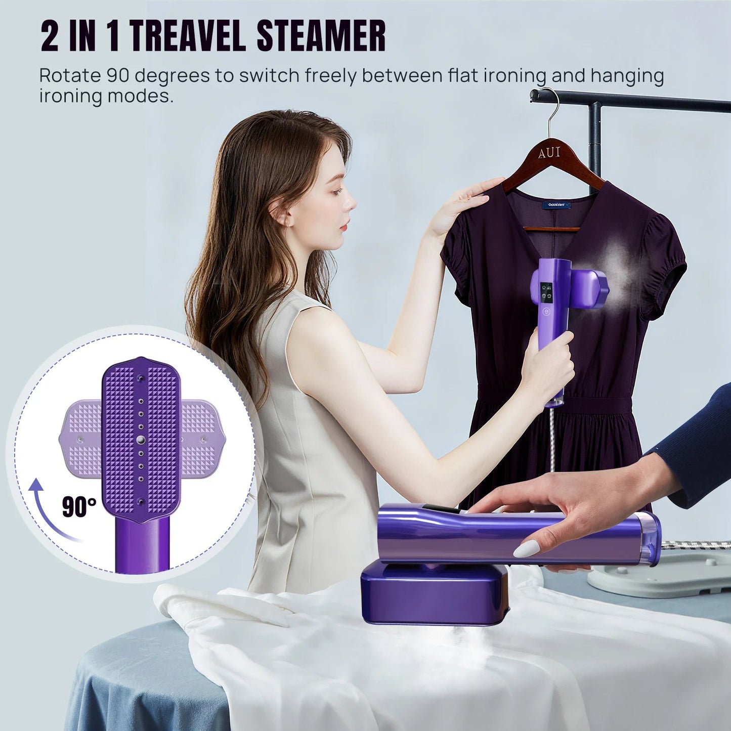 Mini Rotating Steam Iron Handheld Wet And Dry Double Hot Steam Generator Portable Garment Steamer Home Travelling Hanging Iron Ai-TechWorld   ai-techworld