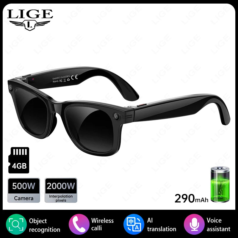 AI Smart Glasses 5 Million Pixels Recording Videos Photo Recognition Answer Translation 290mAh IP66 Waterproof Bluetooth Glasses Ai-TechWorld 