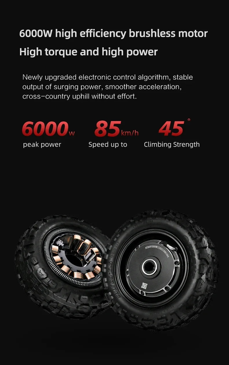 Boyueda S3 EScooters 6000W Dual Motor 60V38ah Hydraulic Oil Brake Electric Scooter Aldult 11 Inch Off-road Vacuum Tire E-Scooter Ai-TechWorld 