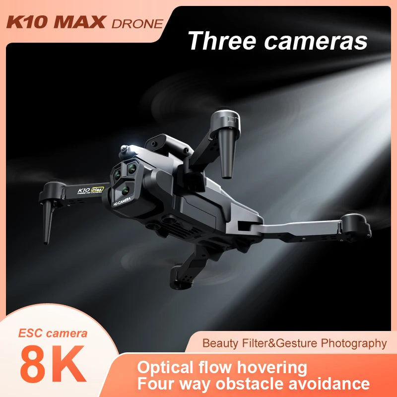 K10 Max 4k/8k Drone Profesional With Three Camera Intelligent Optical Flow Localization Four-way Obstacle Avoidance Toy plane Ai-TechWorld 