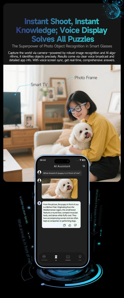 Xiaomi 800W Pixel Smart Glasses With AI Camera Recognition Video Recording Bluetooth Calling Music Playback Glasses For Gifts Ai-TechWorld 