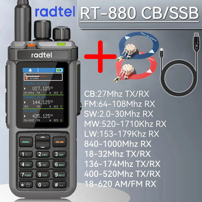 Radtel RT-880 10w Multi Band Ham Radio HF UHF VHF  with AM USB LSB CW CB LW MW SW SSB , 1024 Channels, Cross Band Repeaper Ai-TechWorld 