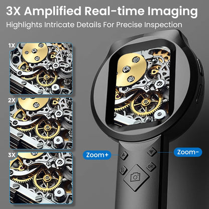 2.8'' IPS Digital Magnifier HD 1080P 100X Portable Microscope Handheld Mignifying Glass for Electronics Repair Check Jewelry Ai-TechWorld 