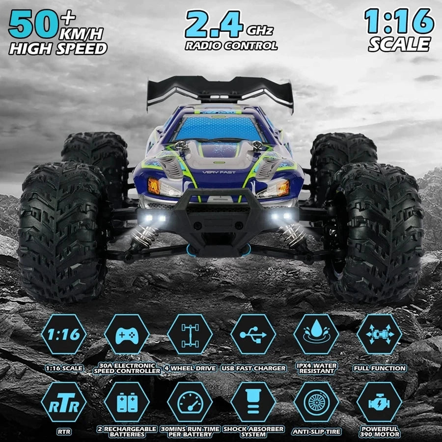 4WD Remote Control Car Off Road 4x4 RC High Speed Buggy Truck Super Brushless 50 or 80KM/H Fast Drift Racing Toy Kids Adults Ai-TechWorld 