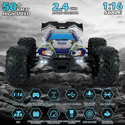 4WD Remote Control Car Off Road 4x4 RC High Speed Buggy Truck Super Brushless 50 or 80KM/H Fast Drift Racing Toy Kids Adults Ai-TechWorld 