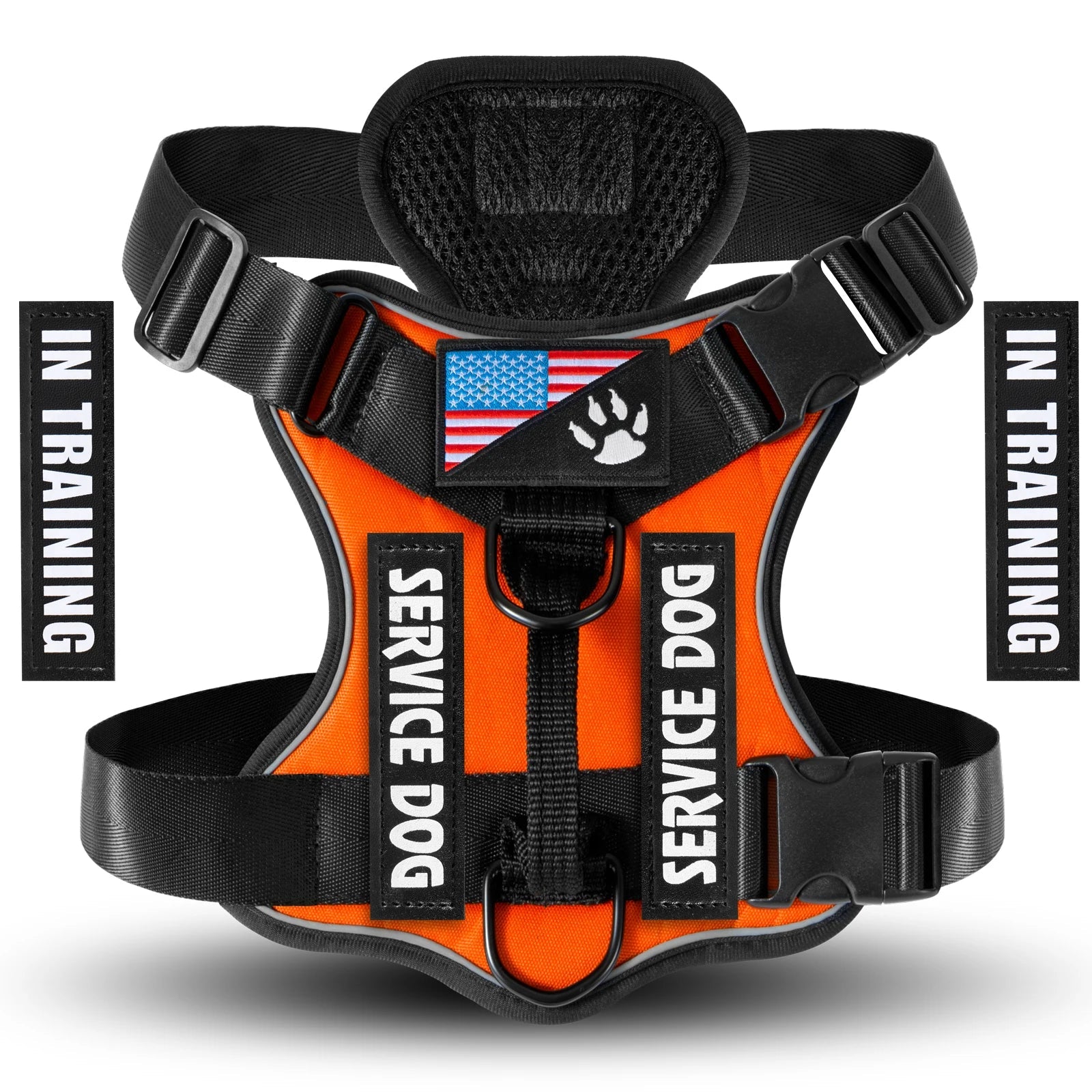 Service Dog Harness, Reflective Dog Vest Harness with 5 PCS Patches, Adjustable Soft Oxford Pet Harness, Inner Layer Mesh, Easy Ai-TechWorld 