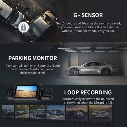 Car Dash Cam 4 Channel Black Box WiFi Driving Camera FHD 1080P Front Left Right Rear Night Vision Loop Recording add Hardwirekit Ai-TechWorld 