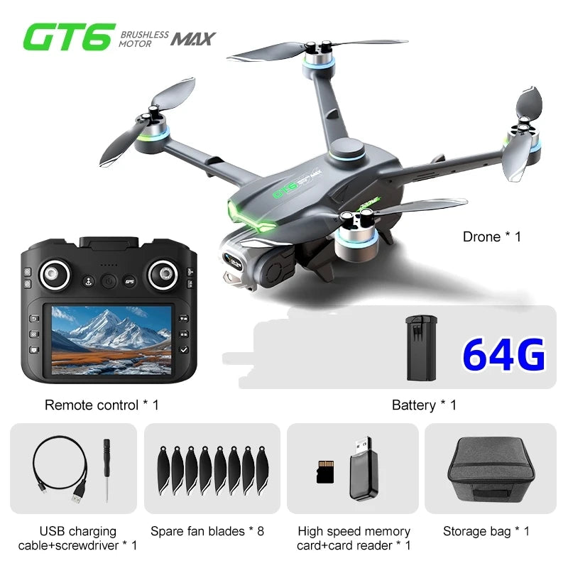 GT6 Professional Drone Long Range Flight Battery Quadcopter 4K HD Wifi Dron Aerial Photography Obstacle Avoidance Aircraft Ai-TechWorld 
