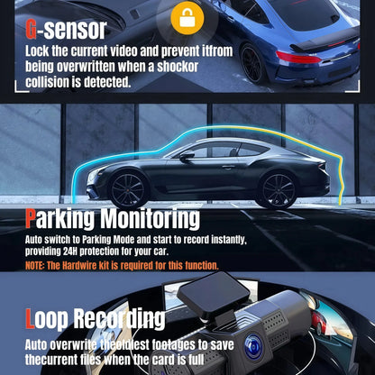 UHD 4K WiFi Dash Cam 3 Lens Driving Recorder Car DVR 1080P Rear Lens Camera  24H Parking Monitoring ADAS Function-oliday Gift Ai-TechWorld 