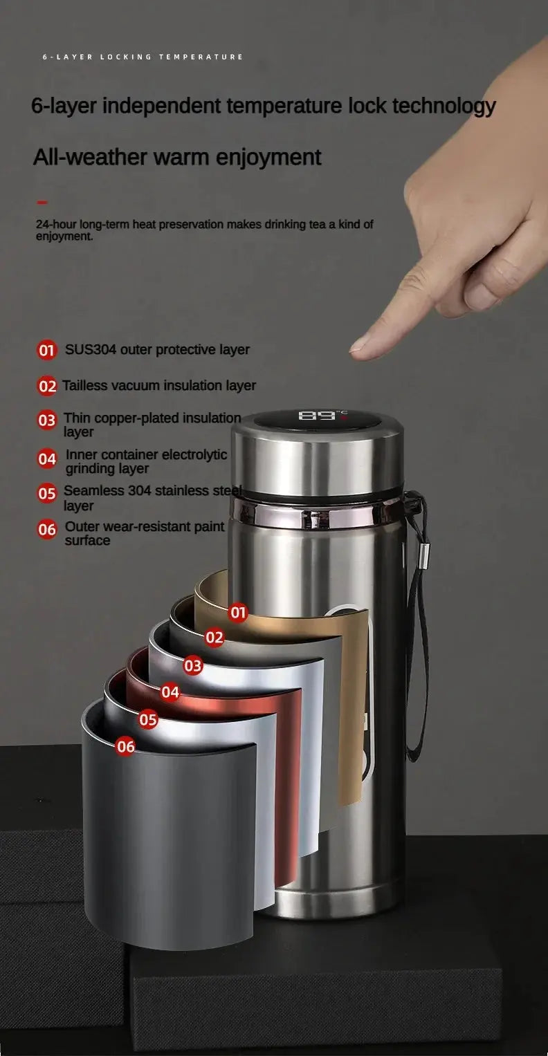 1Liter Stainless Steel Thermos Bottle with LED Temperature Vacuum Flask Ai-TechWorld 