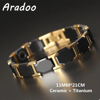 Titanium Steel Ceramic Energy Bracelet Stainless Steel Zirconia Couple Ceramic Bracelet Ai-TechWorld 