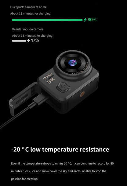 CERASTES V10 5K Action Camera Electronic Image Stabilization 2" Touch LCD 4K Waterproof Action Camera Dashcam Motion Detection Ai-TechWorld 