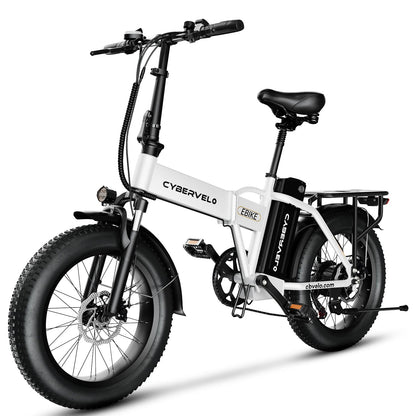 Cybervelo EK4 Folding Electric Bike, 48V 960WH Large Removable Battery E-Bike, 30+MPH, 80 Miles Max Range, 20" FatTire for Adult Ai-TechWorld 